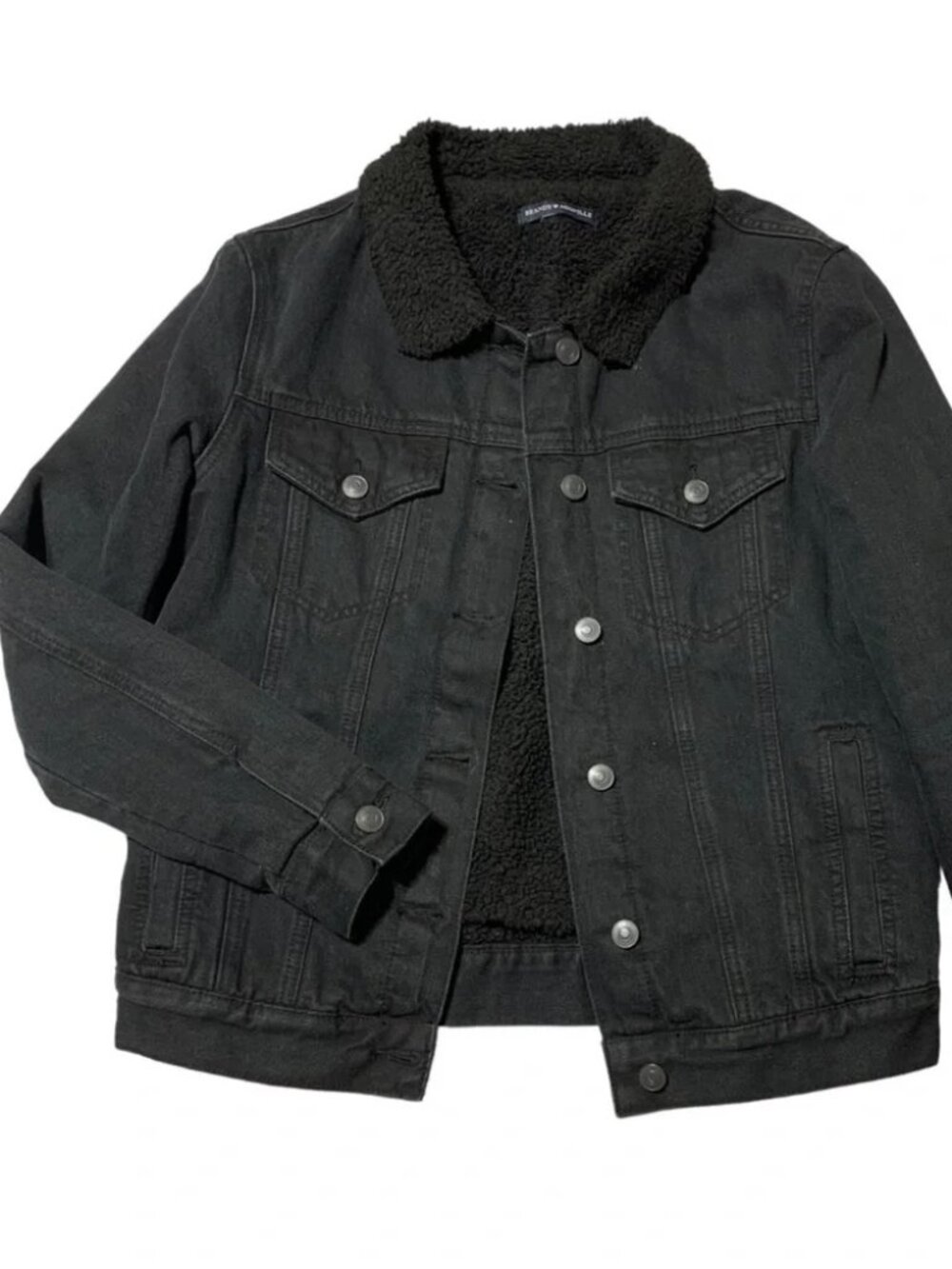 Brandy Melville - Black Sherpa Shearling Denim Jean Jacket